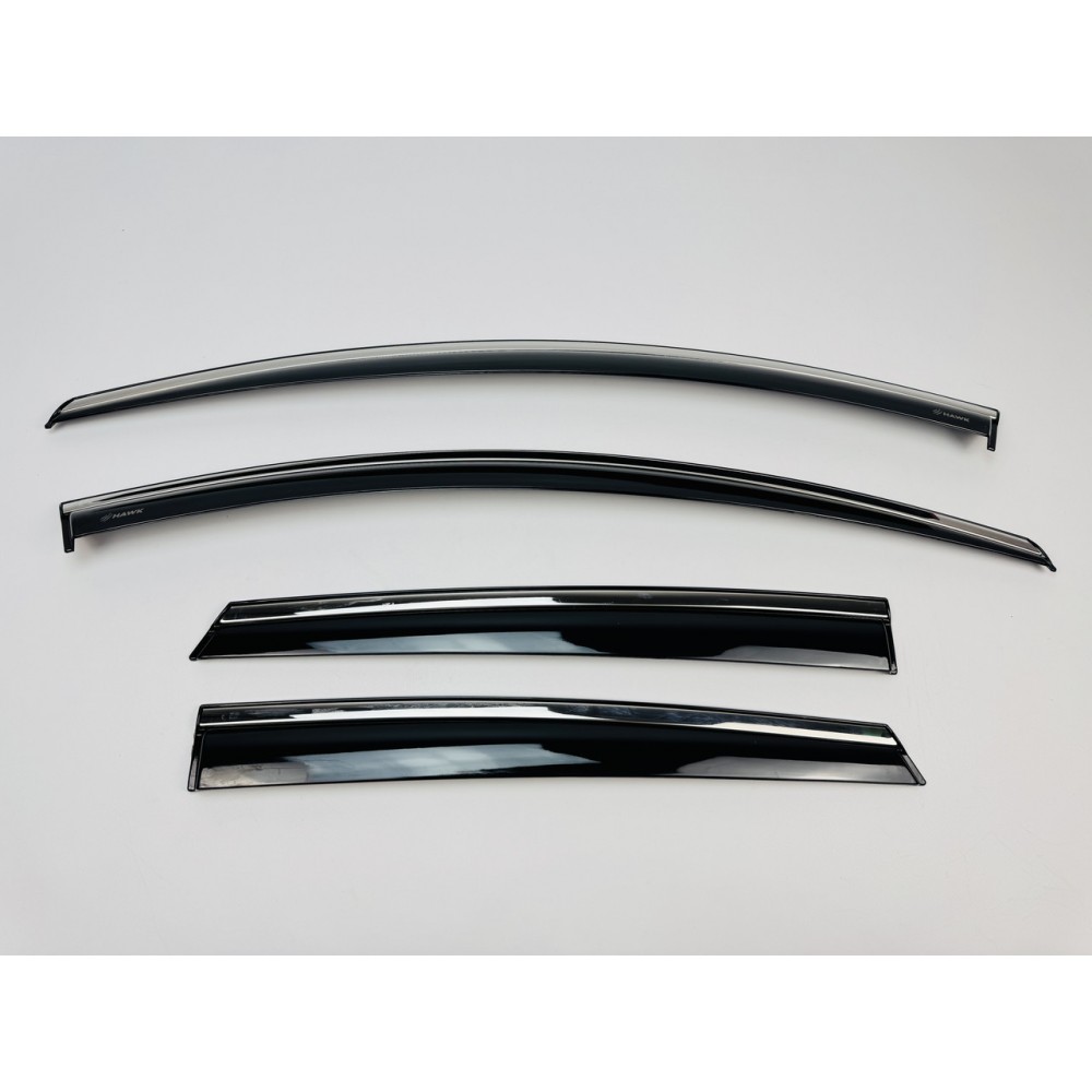 Дефлекторы окон (ветровики) для Subaru Forester 2008-2013 c нерж. хром полоской (HAWK)