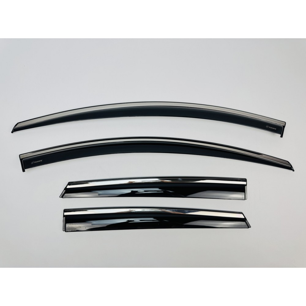 Дефлекторы окон (ветровики) для Subaru Forester 2008-2013 c нерж. хром полоской (HAWK)