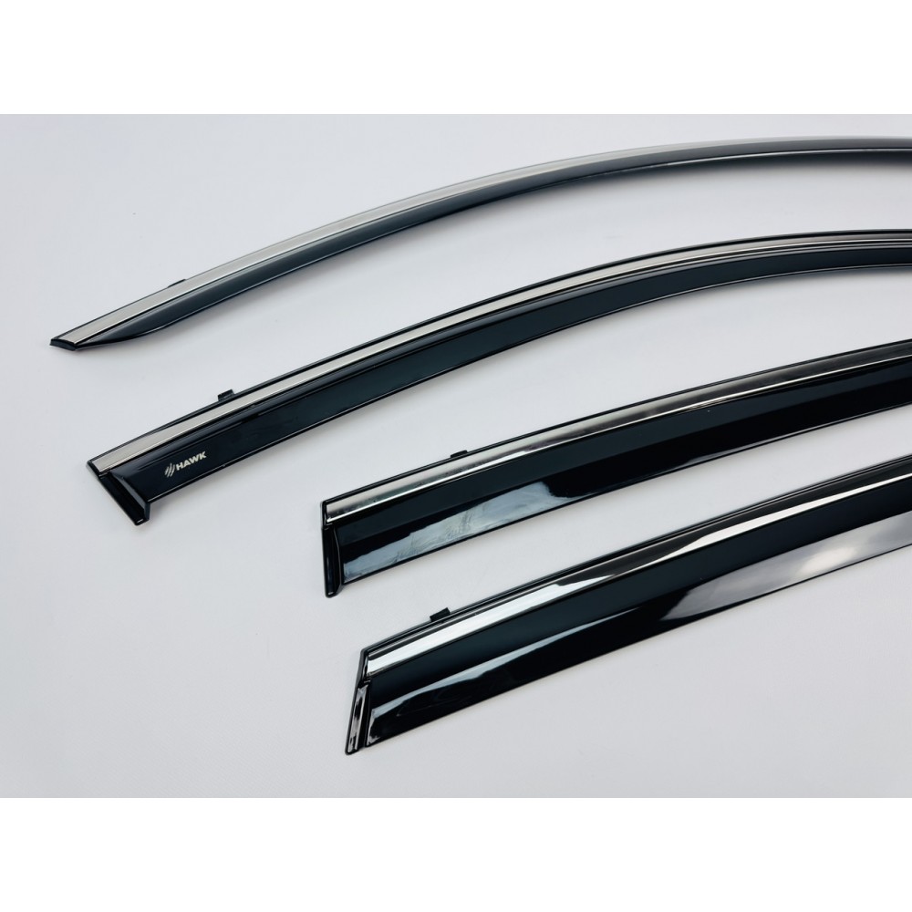 Дефлектори вікон (вітровики) для Renault ARKANA 2019-2022 / MX3 2021- с хром полоской (HAWK)
