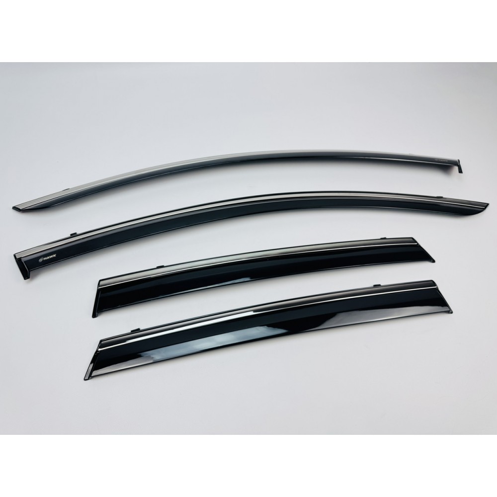 Дефлектори вікон (вітровики) для Renault ARKANA 2019-2022 / MX3 2021- с хром полоской (HAWK)