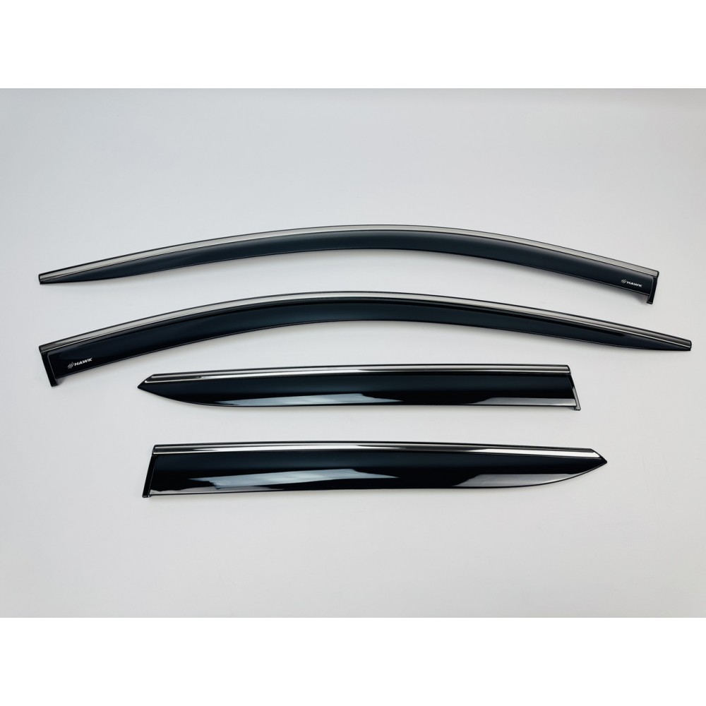 Дефлектори вікон (вітровики) для KIA NIRO 2023+ нерж. з хром полоскою (HAWK)