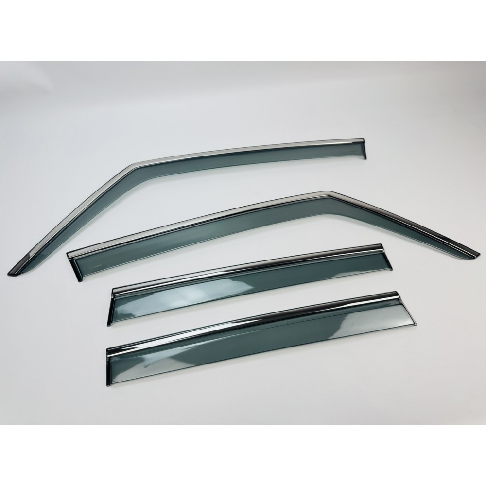 Дефлекторы окон (ветровики) для Jeep RENEGADE 2015+ нерж. с хром полоской (HAWK)