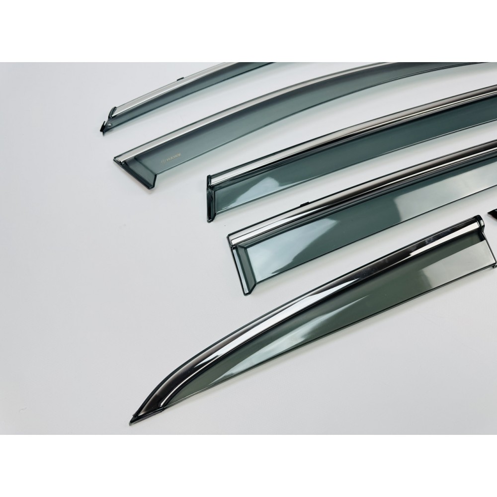 Дефлекторы окон (ветровики) для Honda CR-V 2017- 2022  6шт. нерж. с хром полоской (HAWK)