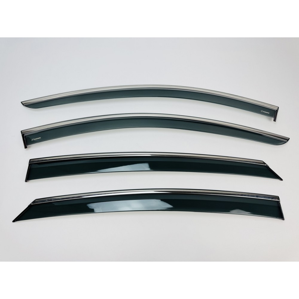 Дефлектори вікон (вітровики) для FORD MONDEO 2022+ нерж. з хром полоскою  (HAWK)