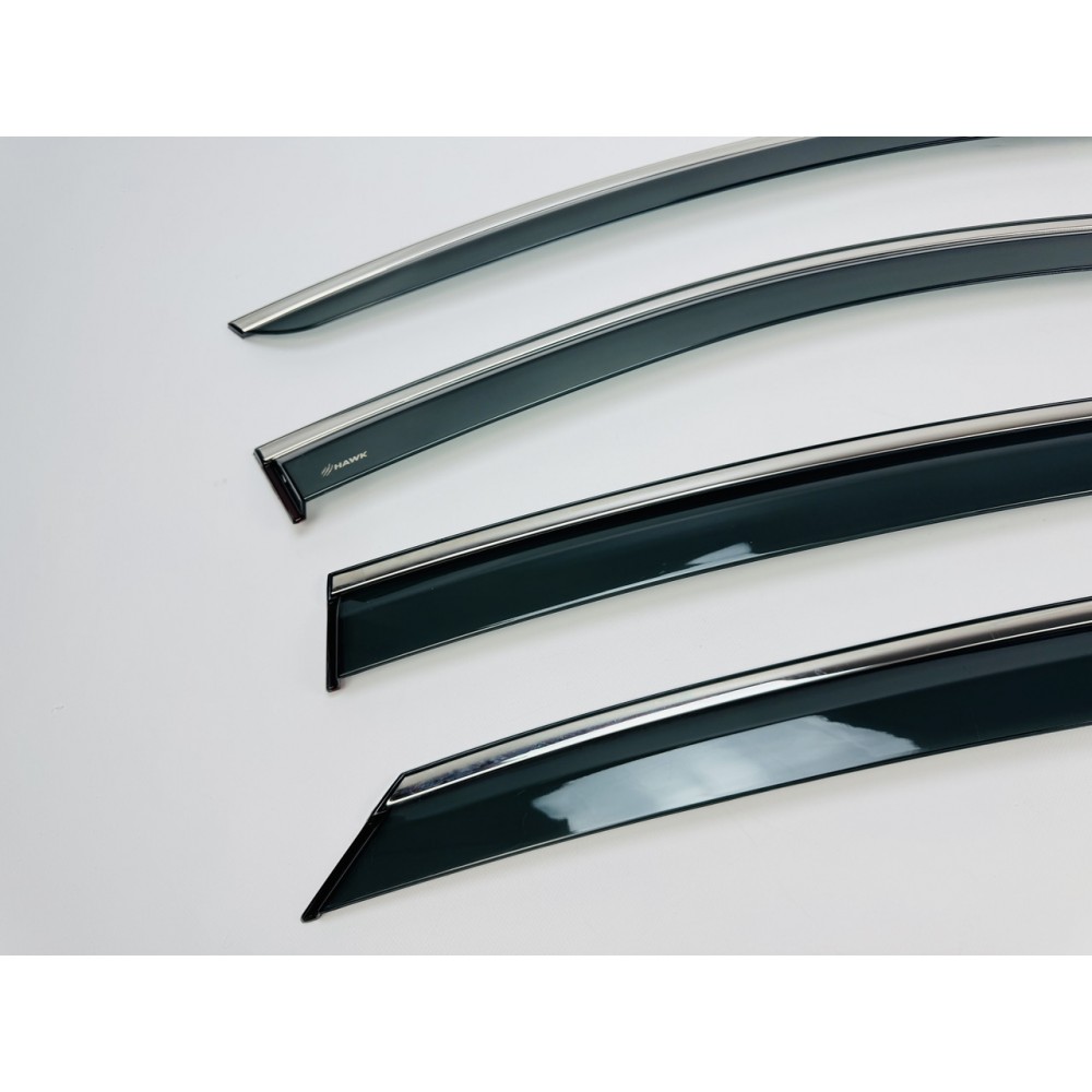 Дефлектори вікон (вітровики) для FORD MONDEO 2022+ нерж. з хром полоскою  (HAWK)