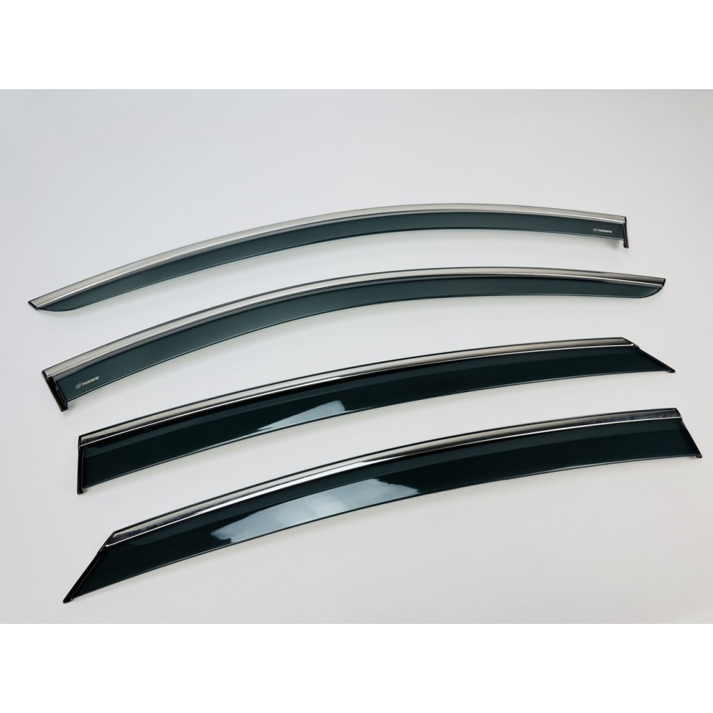 Дефлектори вікон (вітровики) для FORD MONDEO 2022+ нерж. з хром полоскою  (HAWK)