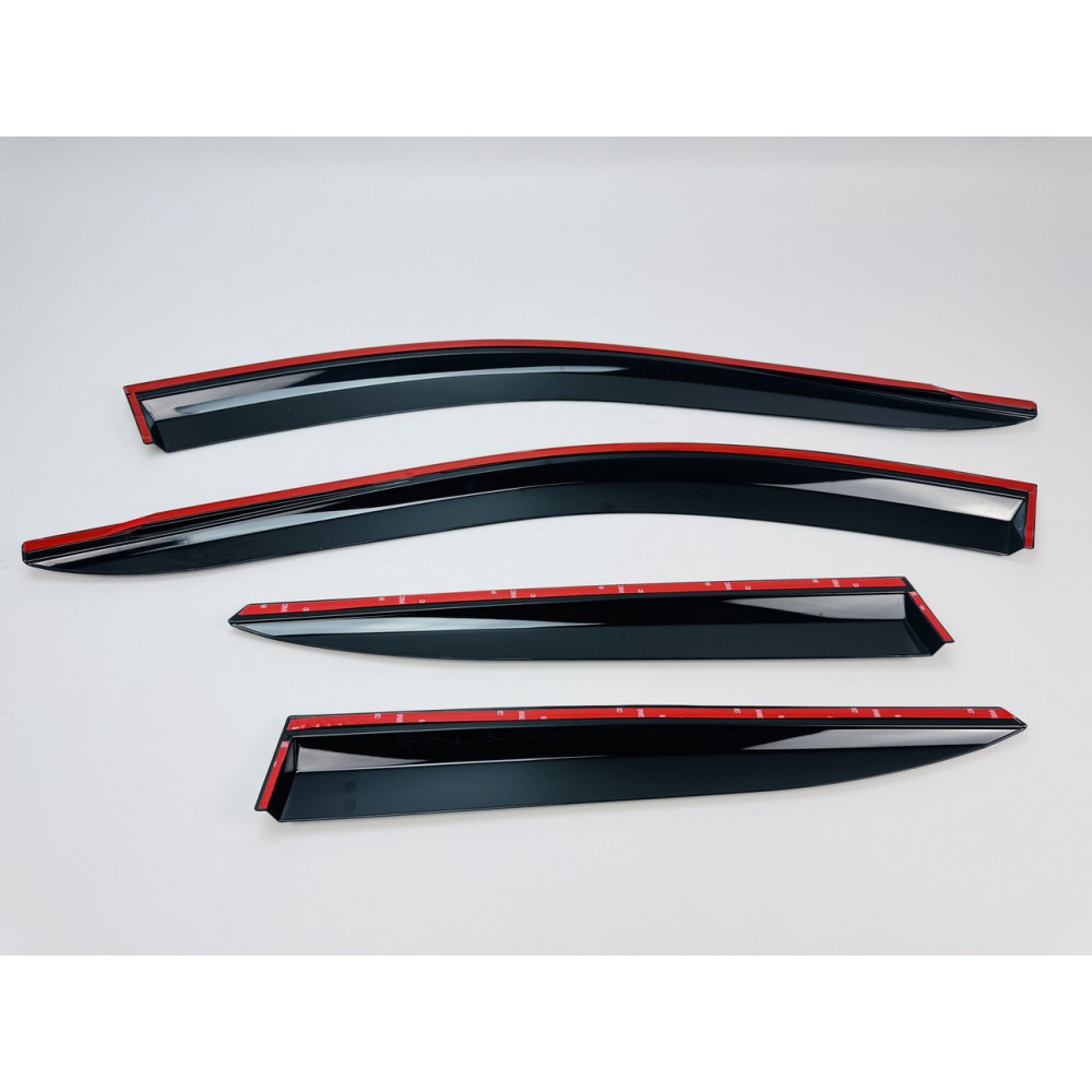 Дефлекторы окон (ветровики) для Hyundai KONA / SX2 / Kauai 2023+ нерж. с хром полоской (HAWK)