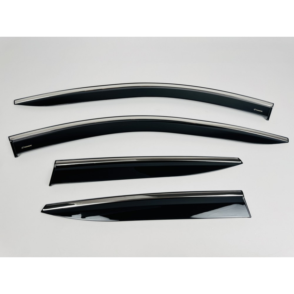 Дефлекторы окон (ветровики) для Hyundai KONA / SX2 / Kauai 2023+ нерж. с хром полоской (HAWK)