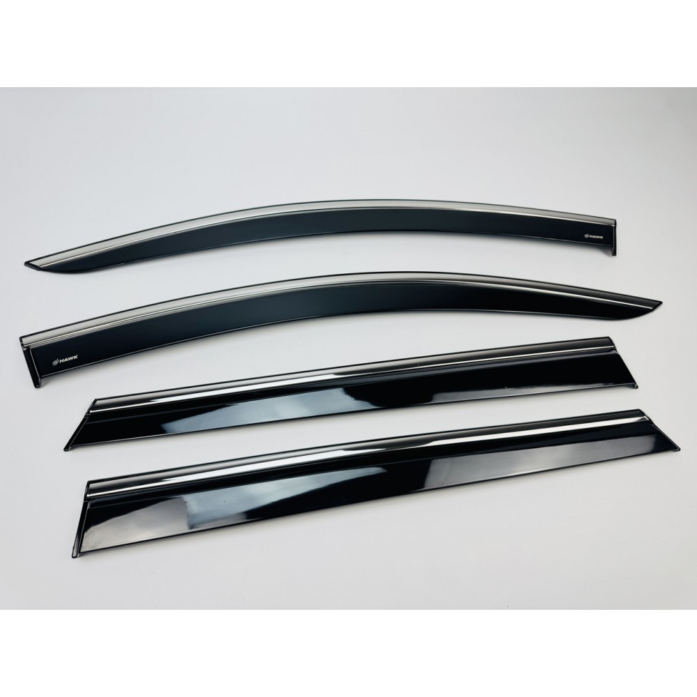 Дефлектори вікон (вітровики) для Renault Koleos 2008-2016 нерж. з хром полоскою (HAWK)
