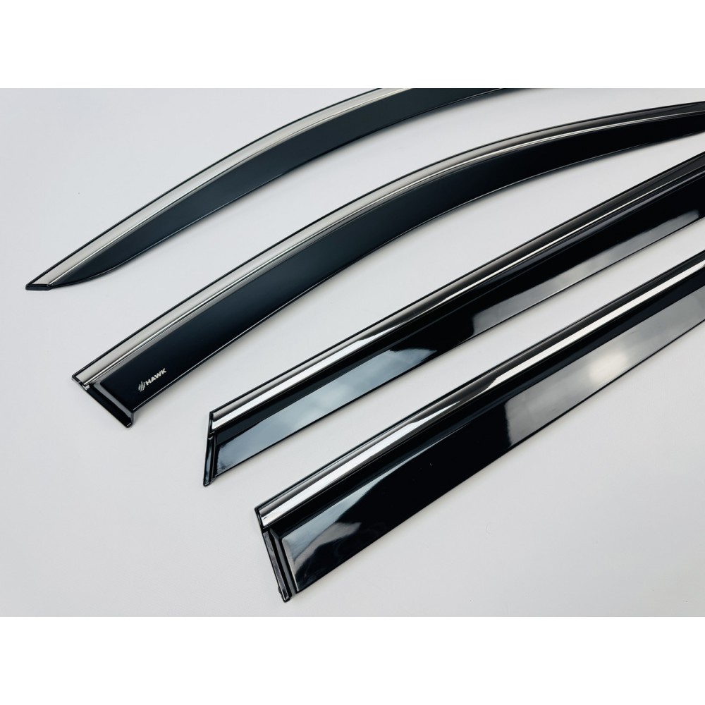 Дефлектори вікон (вітровики) для Renault Koleos 2008-2016 нерж. з хром полоскою (HAWK)