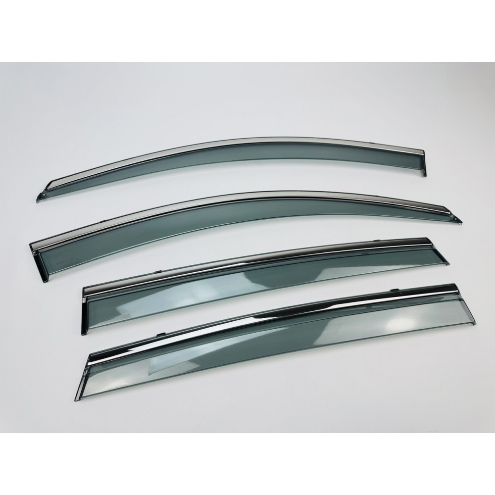 Дефлектори вікон (вітровики) для Renault Koleos 2016+ нерж. з хром полоскою (HAWK)