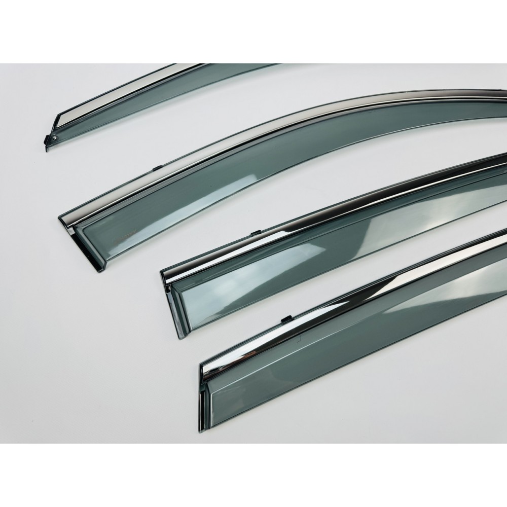 Дефлектори вікон (вітровики) для Renault Koleos 2016+ нерж. з хром полоскою (HAWK)