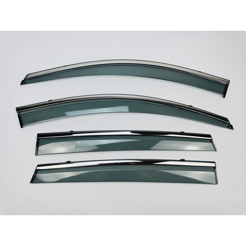 Дефлектори вікон (вітровики) для Renault Koleos 2016+ нерж. з хром полоскою (HAWK)