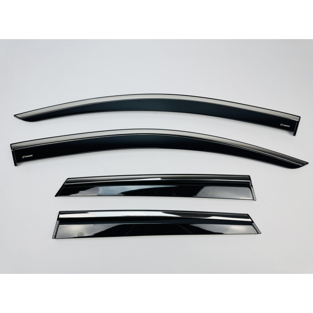 Дефлекторы окон (ветровики) для Renault CAPTUR2 / Mitsubishi ASX  2023+ нерж. с хром полоской (HAWK)