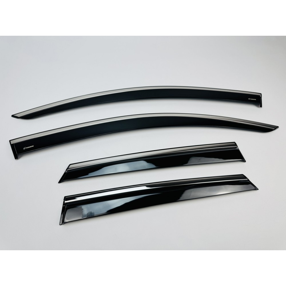Дефлекторы окон (ветровики) для Renault CAPTUR2 / Mitsubishi ASX  2023+ нерж. с хром полоской (HAWK)