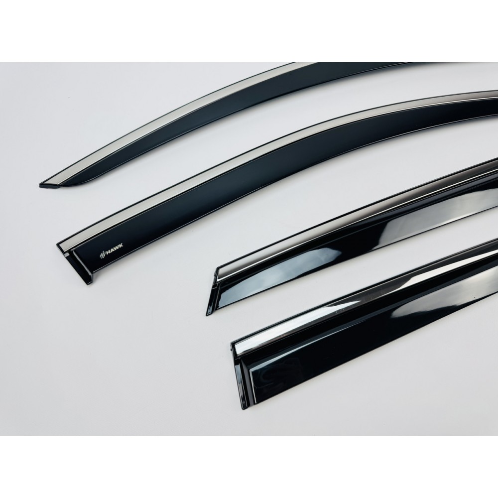 Дефлекторы окон (ветровики) для Renault CAPTUR2 / Mitsubishi ASX  2023+ нерж. с хром полоской (HAWK)