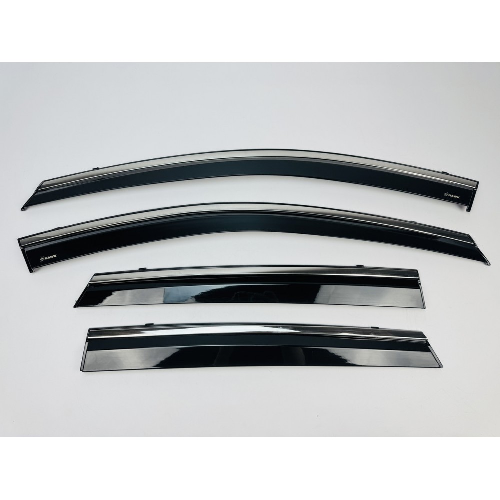 Дефлекторы окон (ветровики) для Hyundai Tucson Short Wheel 2021+ нерж. с хром полоской (HAWK)