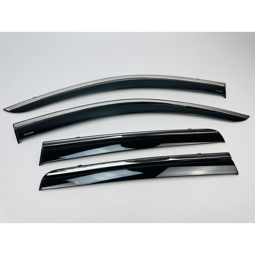 Дефлекторы окон (ветровики) для Jeep Compass 2007-2016 нерж. с хром полоской (HAWK)