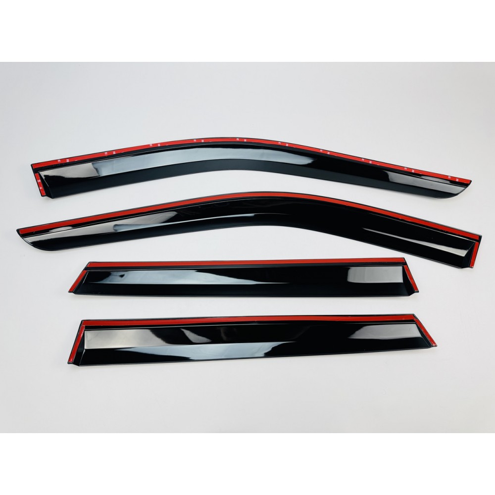 Дефлекторы окон (ветровики) для Jeep Grand Cherokee (KL) 2011-2021 нерж. с хром полоской (HAWK)