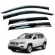 Дефлекторы окон (ветровики) для Jeep Compass 2007-2016 нерж. с хром полоской (HAWK)