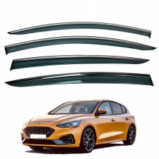 Дефлекторы окон (ветровики) для FORD FOCUS SEDAN / HB 2018+ нерж. з хром полоскою  (HAWK)