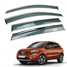 Дефлектори вікон (вітровики) для Renault Koleos 2016+ нерж. з хром полоскою (HAWK)