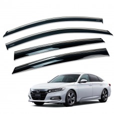 Дефлекторы окон (ветровики) для HONDA ACCORD 2018-2023  нерж. з хром полоскою (HAWK)