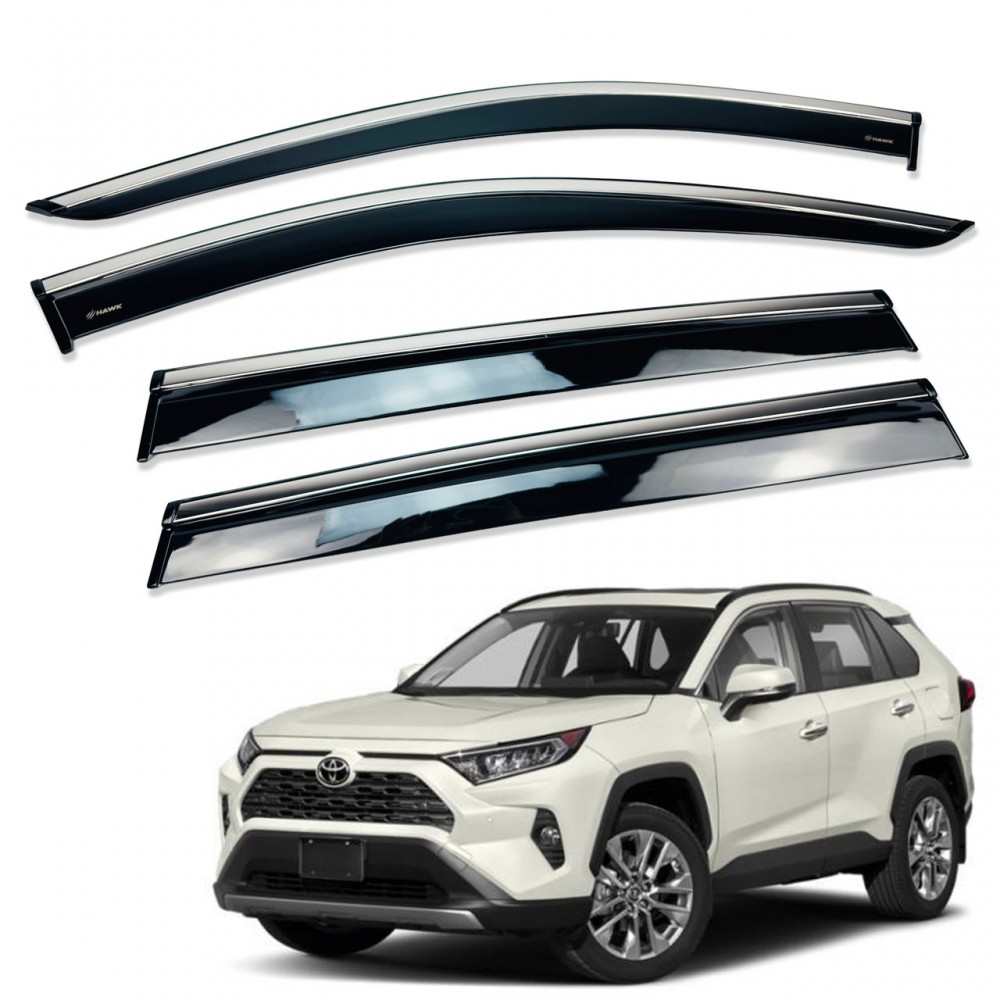 Дефлектори вікон (вітровики) для Toyota RAV-4 2019- 2025  накладні (HAWK)