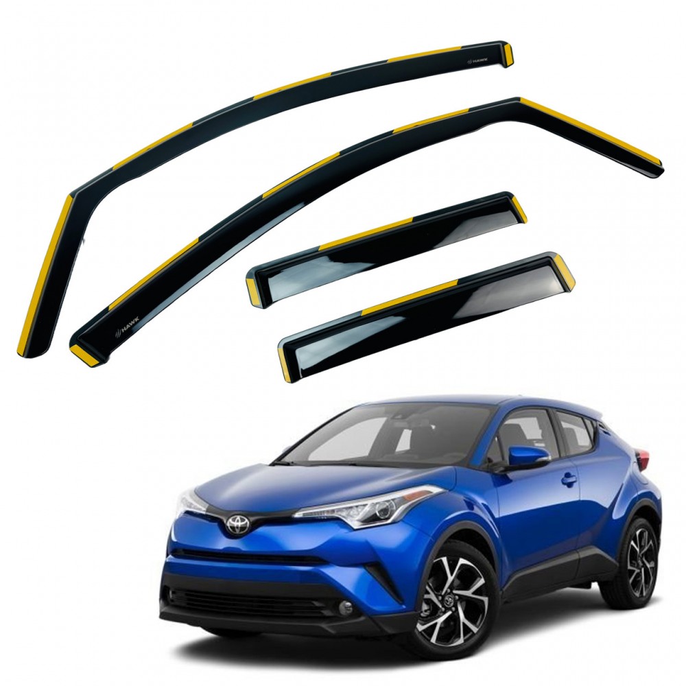 Дефлектори вікон (вітровики) для Toyota RAV-4 2013-2019 нерж. з хром полоскою (HAWK)