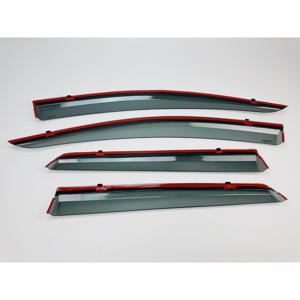 Дефлектори вікон (вітровики) для Toyota BZ3 2023- нерж. з хром полоскою (HAWK)