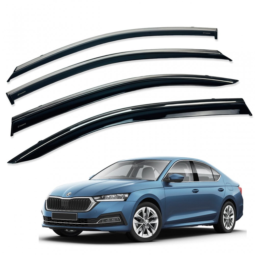 Дефлектори вікон (вітровики) для Skoda Octavia A-5 2004-2013 Sedan/HB вставні (HAWK)