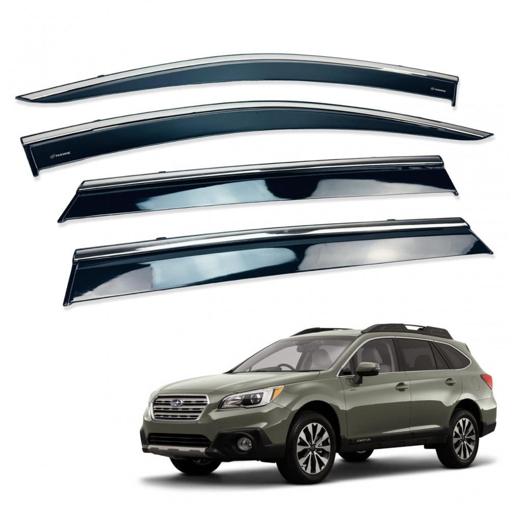 Дефлектори вікон (вітровики) для Subaru OUTBACK 2020+ з нерж.хром полоскою (HAWK)