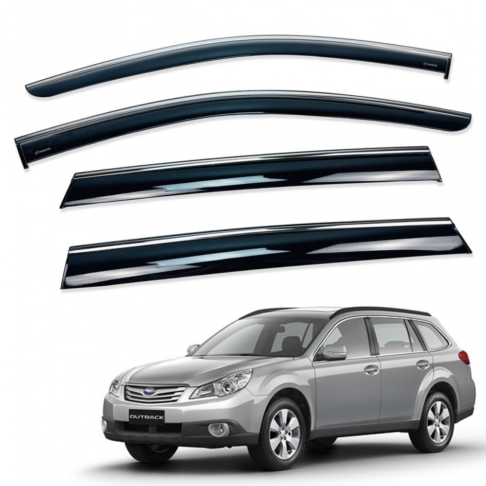 Дефлекторы окон (ветровики) для Subaru OUTBACK 2015-2020 c нерж. хром полоской (DEHAWKFL)