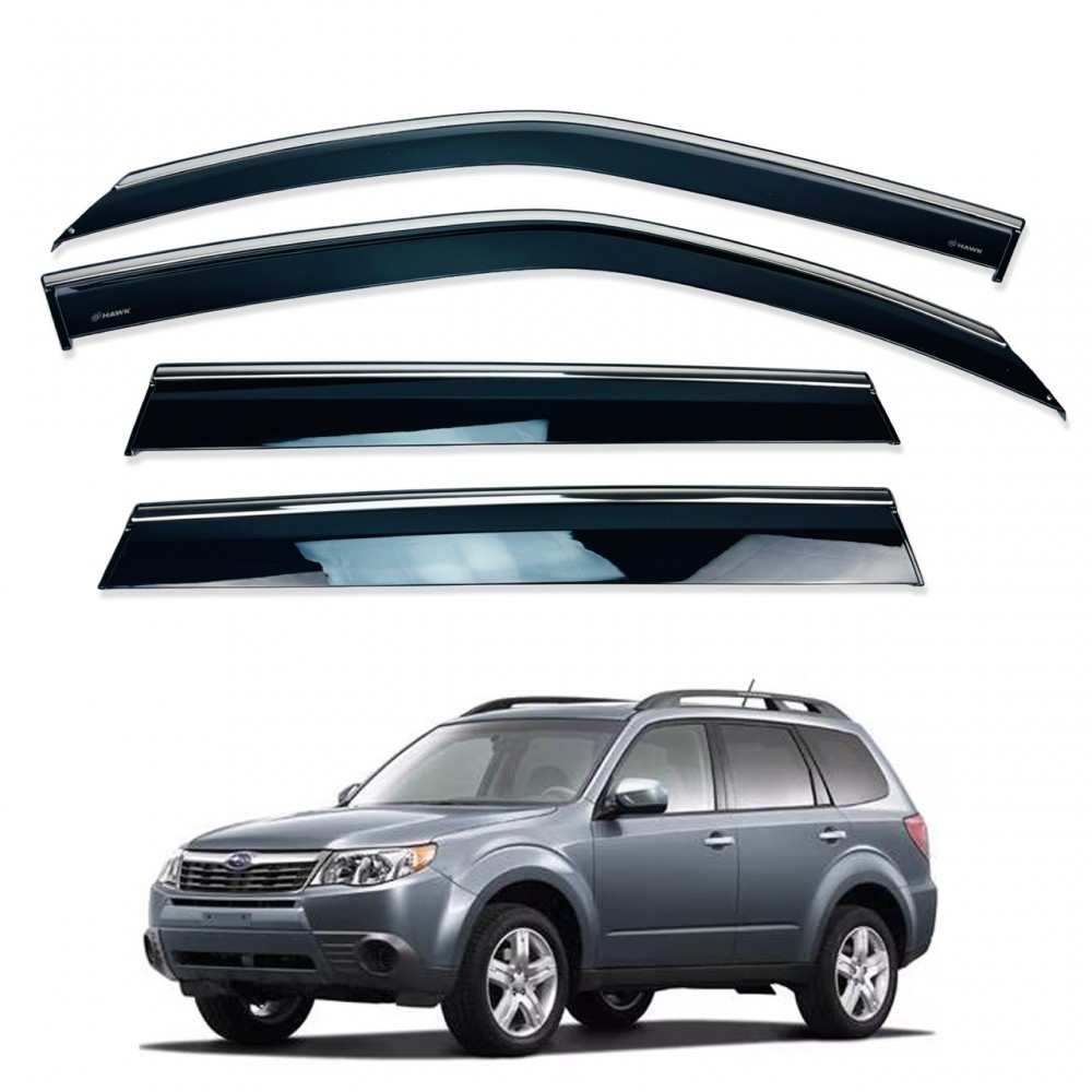 Дефлекторы окон (ветровики) для Subaru XV / Crosstrek  2017-2023 c нерж. хром полоской (DEHAWKFL)