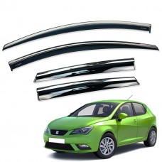 Дефлекторы окон (ветровики) для Subaru Forester 2008-2013 c нерж. хром полоской (HAWK)