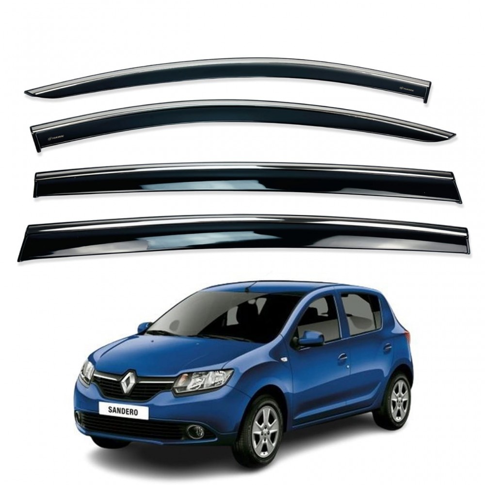 Дефлектори вікон (вітровики) для Renault Sandero / Stepway 2022+ з нерж.хром полоскою (HAWK)