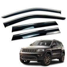 Дефлекторы окон (ветровики) для Jeep Grand Cherokee (KL) 2011-2021 нерж. с хром полоской (HAWK)