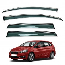 Дефлекторы окон (ветровики) для BMW 2 SERIES Active TourerF45 2014-2021 нерж. с хром полоской (HAWK)