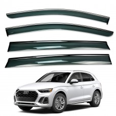Дефлекторы окон (ветровики) для Audi Q5/ E-TRON 2015-2025 (China)  нерж. з хром полоскою (HAWK)