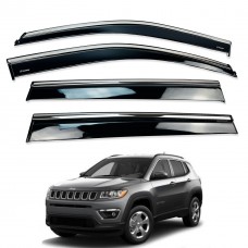 Дефлекторы окон (ветровики) для Jeep Compass 2017+ нерж. с хром полоской (HAWK)