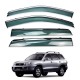 Дефлектори вікон (вітровики) для Hyundai Santa Fe 2006-2012 нерж. з хром полоскою (HAWK)