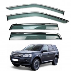 Дефлектори вікон (вітровики) для LandRover Range Rover FREELANDER 2  нерж. з хром полоскою (HAWK)