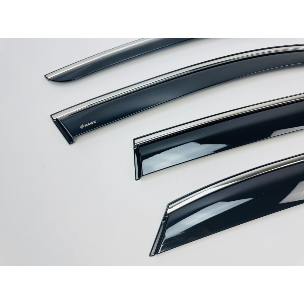 Дефлектори вікон (вітровики) для LEXUS RX 2023+  нерж. з хром полоскою (HAWK)