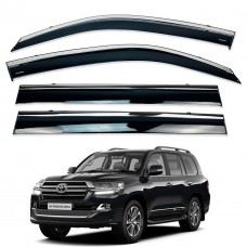 Дефлектори вікон (вітровики) для Toyota LC 200/ LX 570 2007-2020  4ШТ. з нерж.хром полоскою (HAWK)