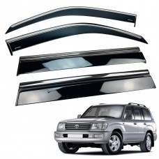 Дефлектори вікон (вітровики) для Toyota LC 100/ LEXUS LX 470 1998-2007 з нерж.хром полоскою (HAWK)