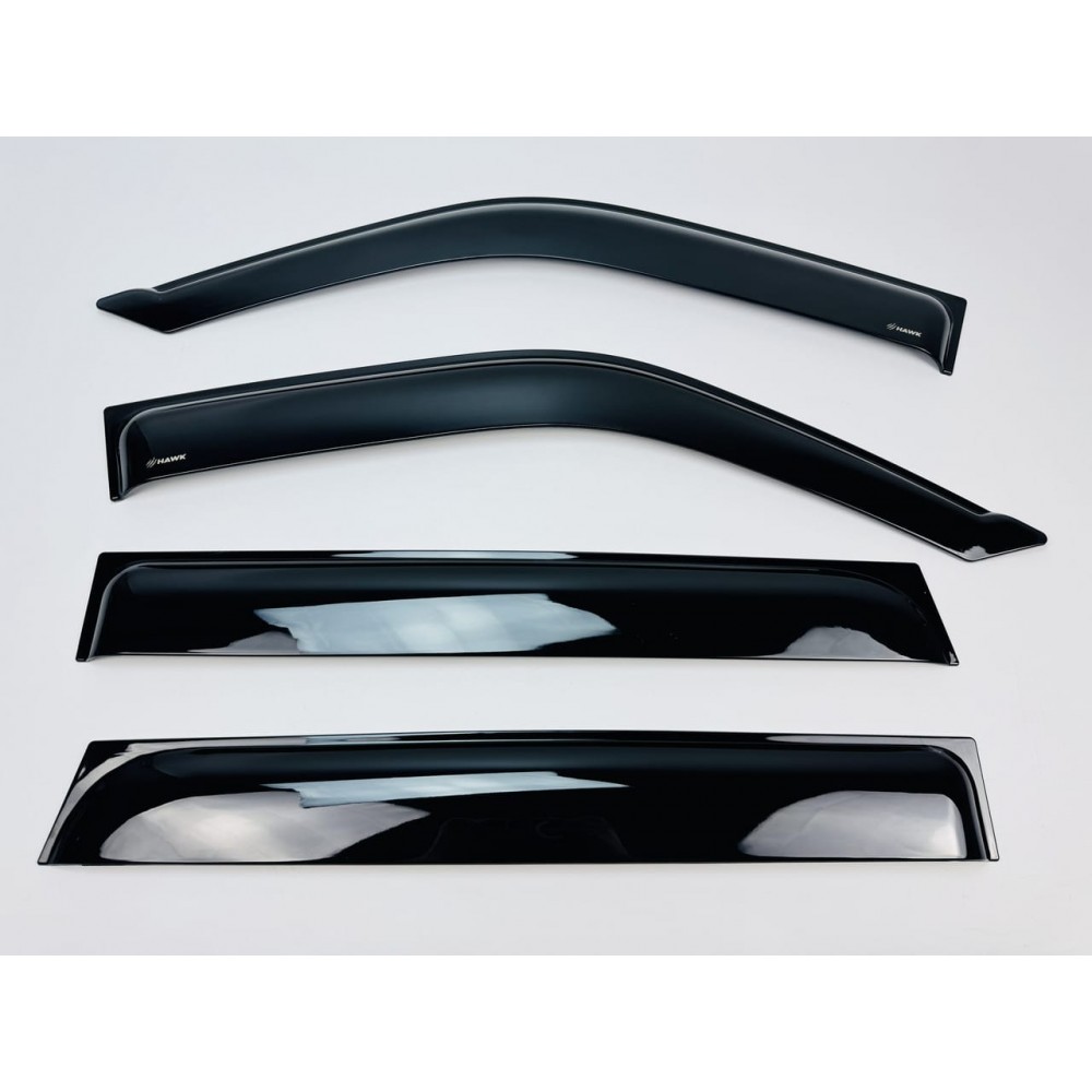 Дефлектори вікон (вітровики) для Mitsubishi Outlander 2012-2020 6ШТ. з нерж.хром полоскою (HAWK)