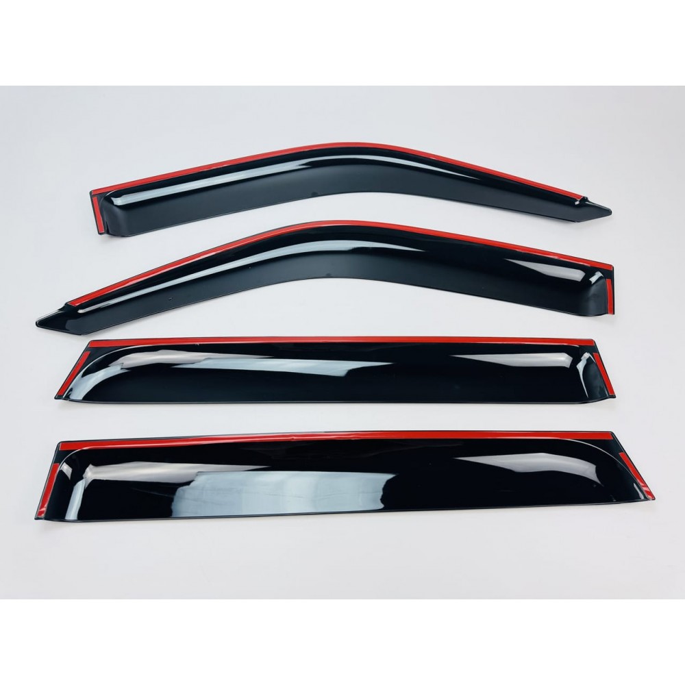 Дефлектори вікон (вітровики) для Mitsubishi Outlander 2012-2020 6ШТ. з нерж.хром полоскою (HAWK)