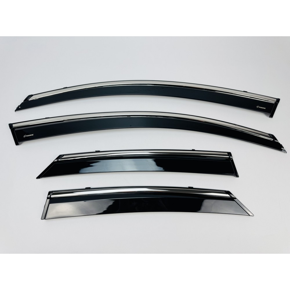 Дефлекторы окон (ветровики) для MAZDA 6 SEDAN 2014-2021 нерж. с хром полоской (HAWK)
