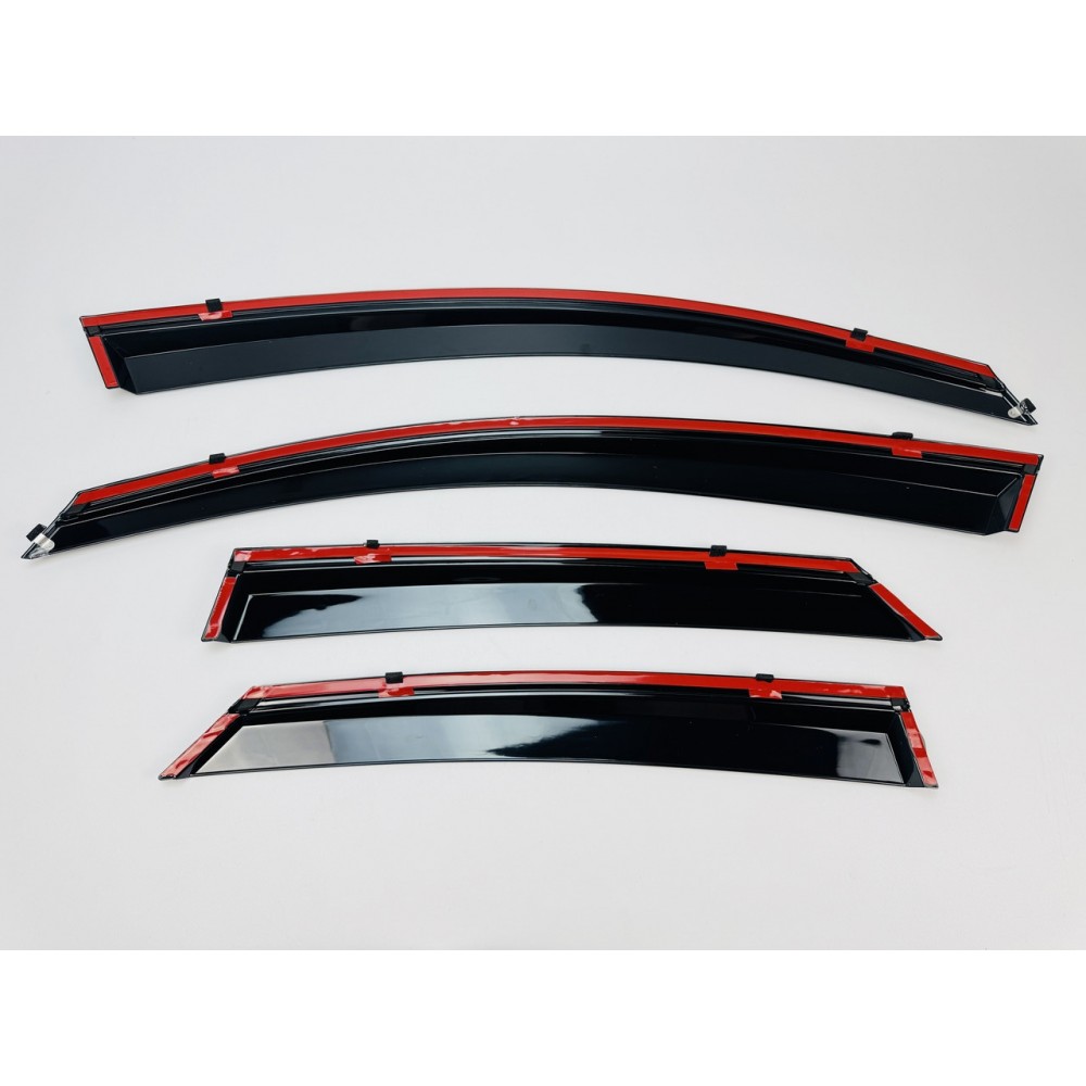 Дефлекторы окон (ветровики) для MAZDA 6 SEDAN 2014-2021 нерж. с хром полоской (HAWK)