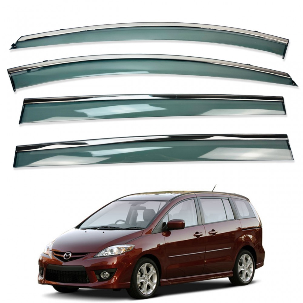 Дефлекторы окон (ветровики) для Nissan KICKS 2016-2022 c нерж. хром полоской (HAWK)